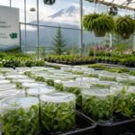 Healthy in vitro plants growing in a modern greenhouse in Washington State